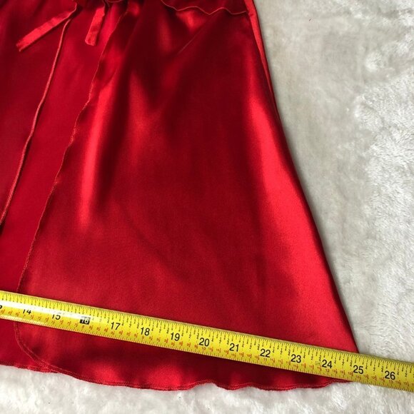 Red Satin Baby Doll Chemise Tie Front Size Small/Medium - Picture 8 of 9